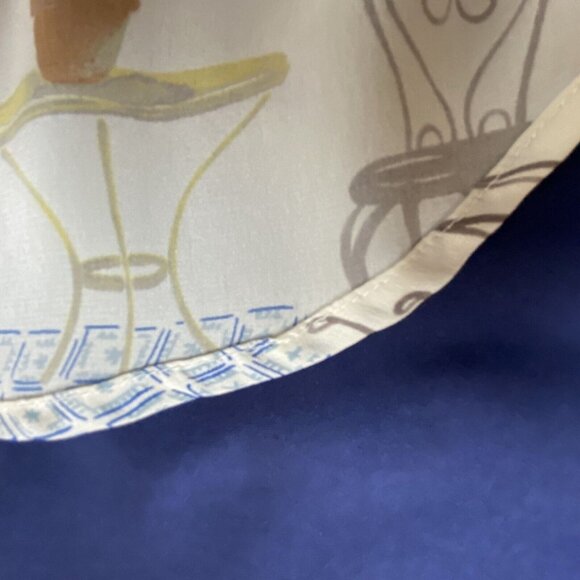 Ishyu Womens 8 Whimsical Silk Button-Down Shirt Colorful Chair Table Print VTG - Picture 11 of 15